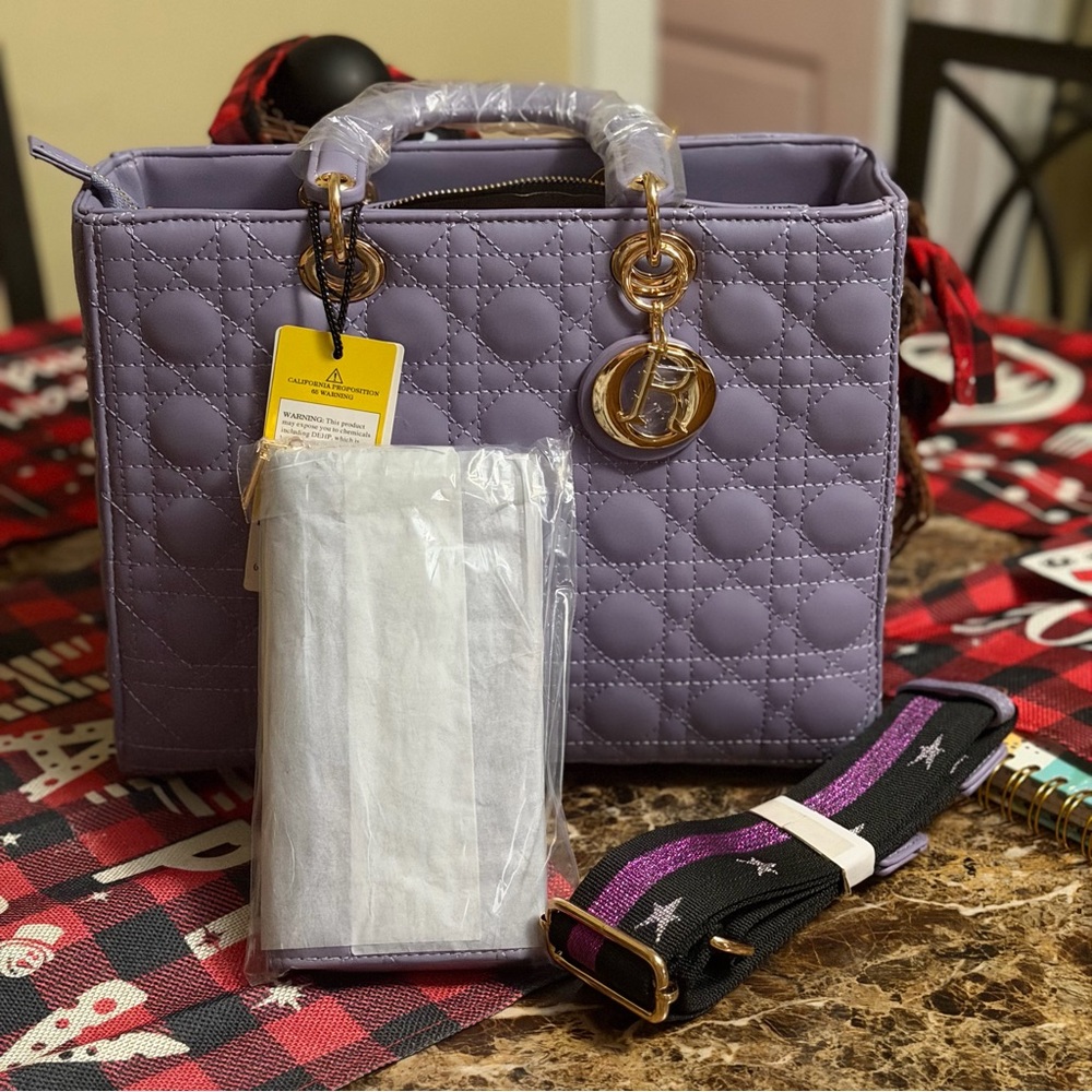 Chic Quilted Purple Satchel